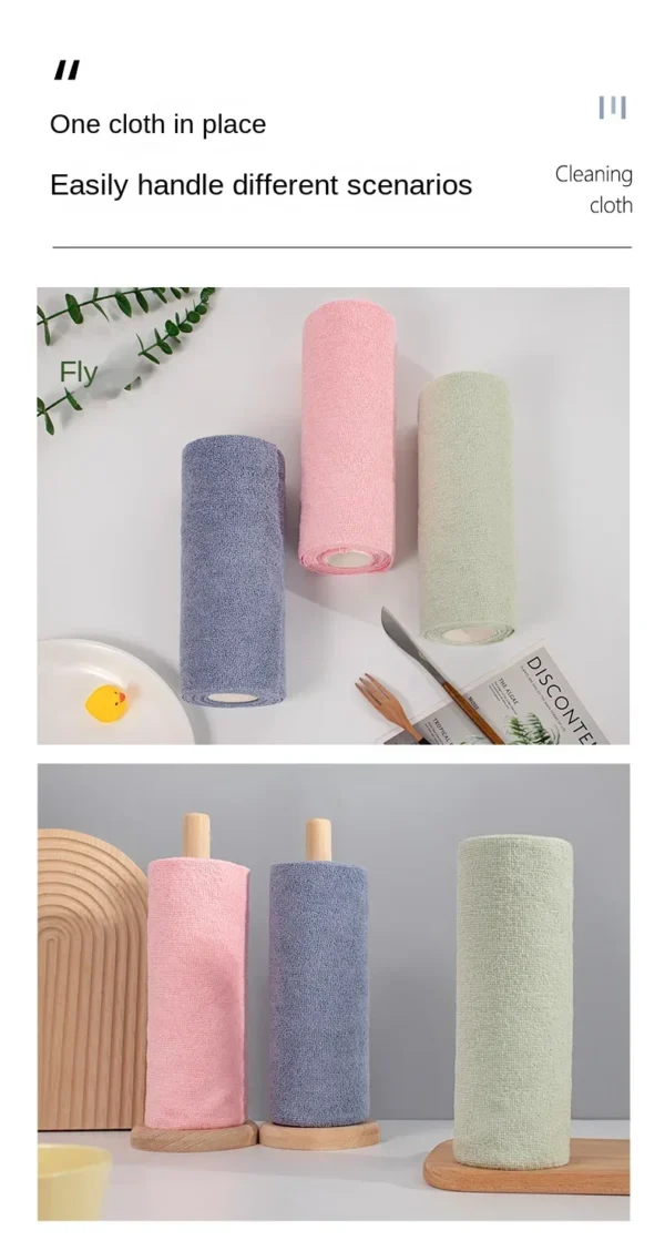 Reusable Cleaning Wipe Household Kitchen Cloth Microfiber Towel Rolls Dish Rags Wash Paper Towel Replacement 1 Roll of 20 Sheets