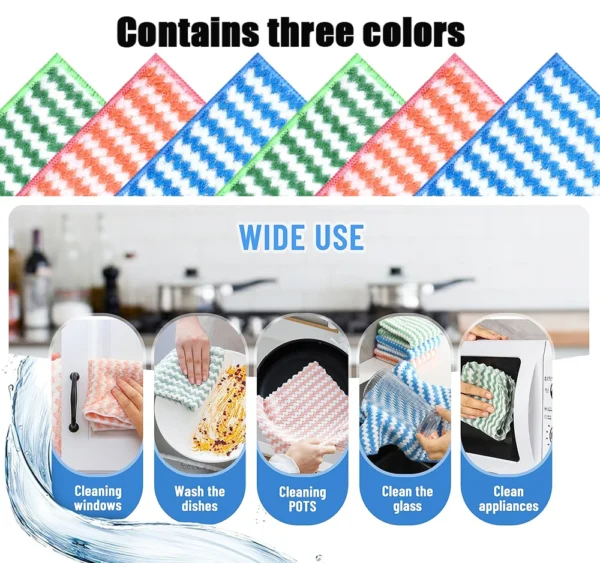 Microfiber Cleaning Cloth Velvet Thickened Dishcloths High Absorbent Scouring Kitchen Washing Dish Rags Household Wipe Towels