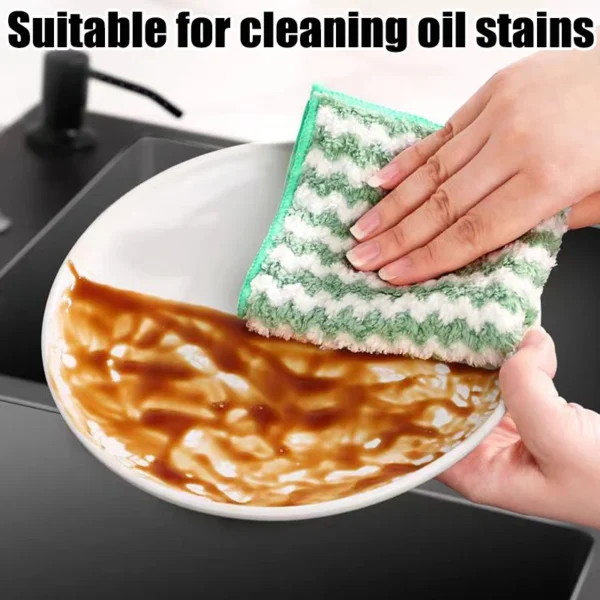 Microfiber Cleaning Cloth Velvet Thickened Dishcloths High Absorbent Scouring Kitchen Washing Dish Rags Household Wipe Towels