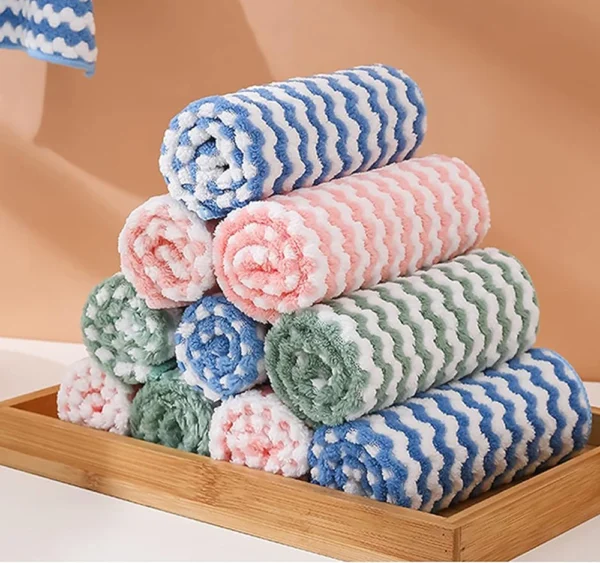 Microfiber Cleaning Cloth Velvet Thickened Dishcloths High Absorbent Scouring Kitchen Washing Dish Rags Household Wipe Towels