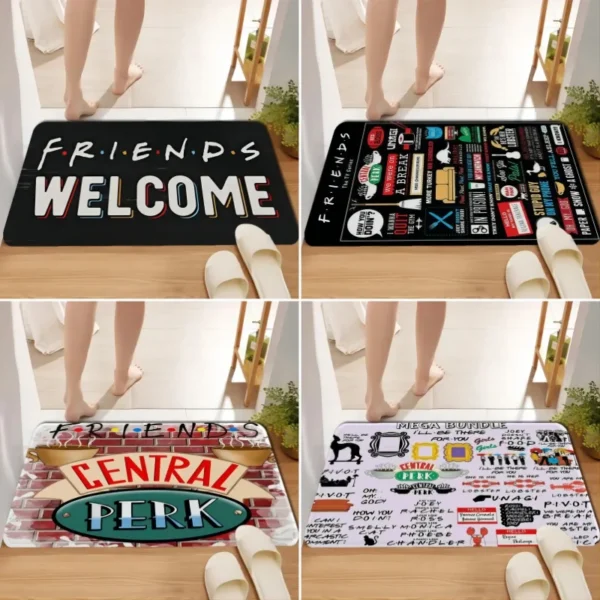 Friends Welcome Door Mat Anti-slip Home Indoor Carpets Laundry Room Kitchen Rugs Washable Hallway Bathroom Porch Floor Doormat