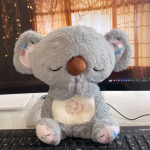 Cute Fluffy Soothing Koala Calming Anxiety Relief Breathing Music Koala Bear Toys Sleep Buddy Plush Doll with Sound and Lights