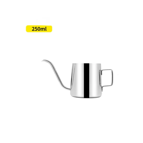 GOOSENECK DRIP POT COFFEE TEAPOT LIDLESS 250ML STAINLESS SWAN NECK THIN MOUTH NON-STICK COATING FOOD GRADE