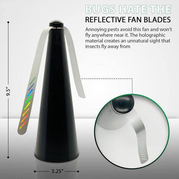 Outdoor Fly Repellent Fan | Outside or Inside Table use | Restaurant | Barbeque | Events | Deter Flies | Wasps | Bees | Bugs Away | Battery Operated | Tabletop