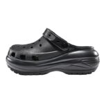 Kids Black Platform Clogs – Lightweight Slip-On Waterproof Garden Sandals with Thick Sole – Breathable EVA Casual Shoes for Boys & Girls – Indoor & Outdoor Use